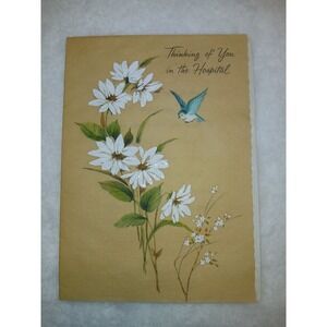 Vintage Ambassador  1960s Parchment Paper Beautiful Get Well Greeting Card